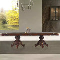 Table de salle à manger de 305 cm, finition chêne miel, double piédestal, 8 places