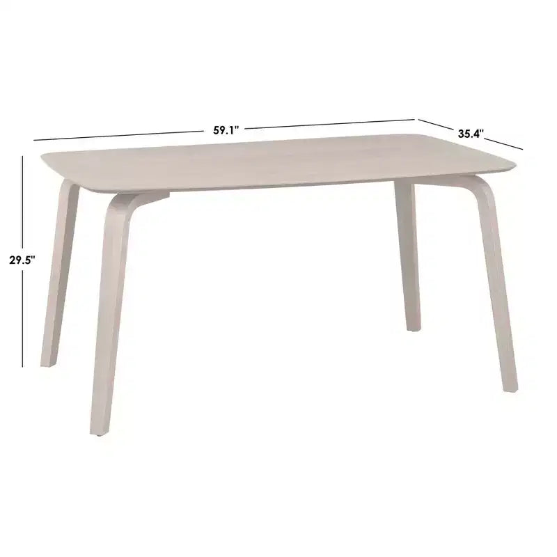 Table à manger rectangulaire, Chêne clair naturel, Design Mid-Century, 6 places