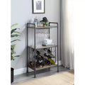 Range-bouteilles sur pied de 66 cm avec porte-verres, finition chêne antique et gris sable, peut contenir 18 bouteilles