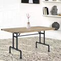 Table à manger 64", Chêne et finition noir sablé, Style ferme industriel