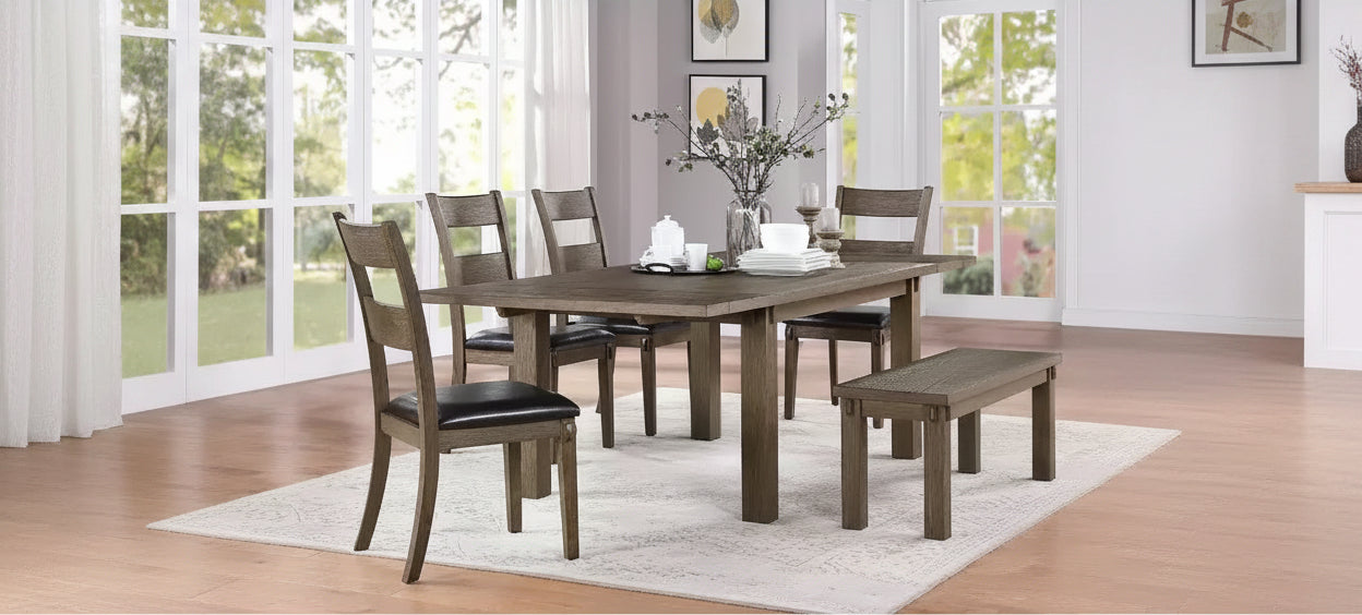 Table de salle à manger de 244 cm, finition chêne foncé, 8 à 10 places