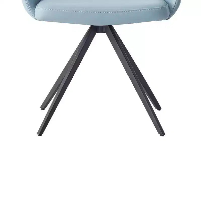 Fauteuil d'appoint pivotant en cuir bleu clair 60 cm, structure en métal noir