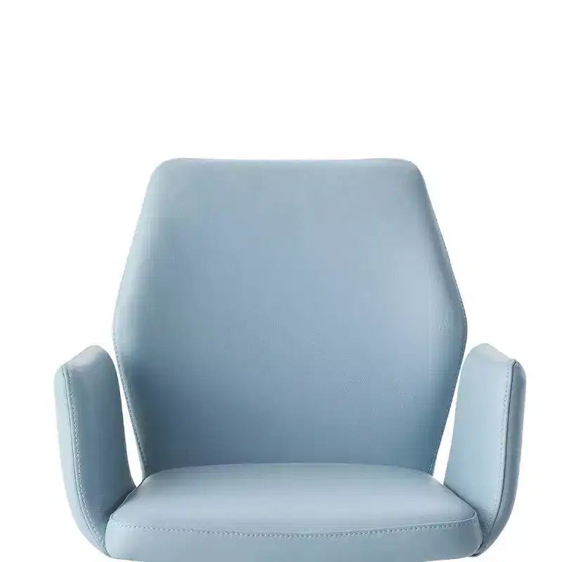 Fauteuil d'appoint pivotant en cuir bleu clair 60 cm, structure en métal noir