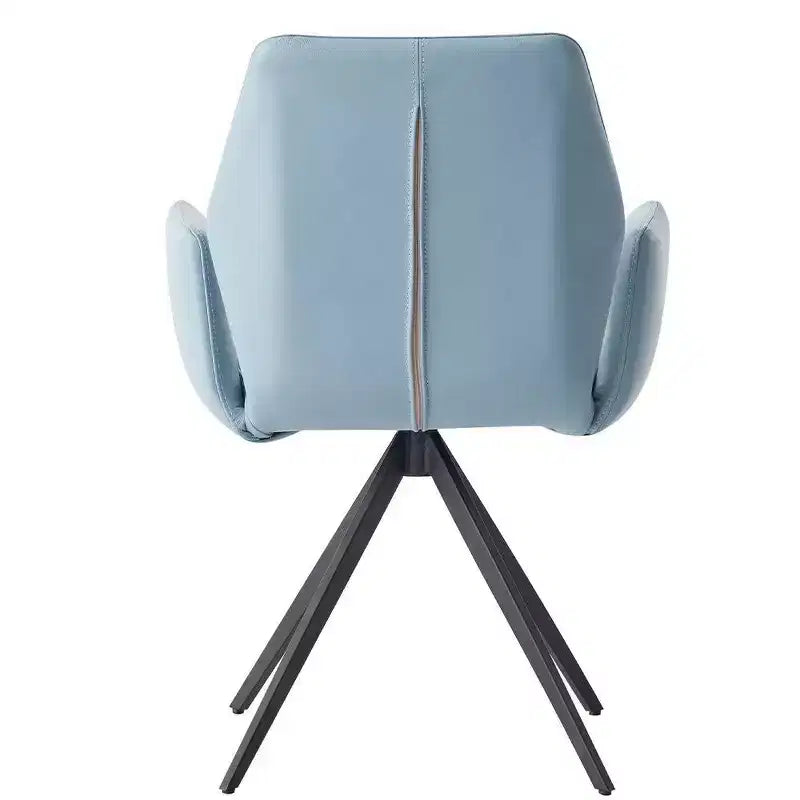 Fauteuil d'appoint pivotant en cuir bleu clair 60 cm, structure en métal noir