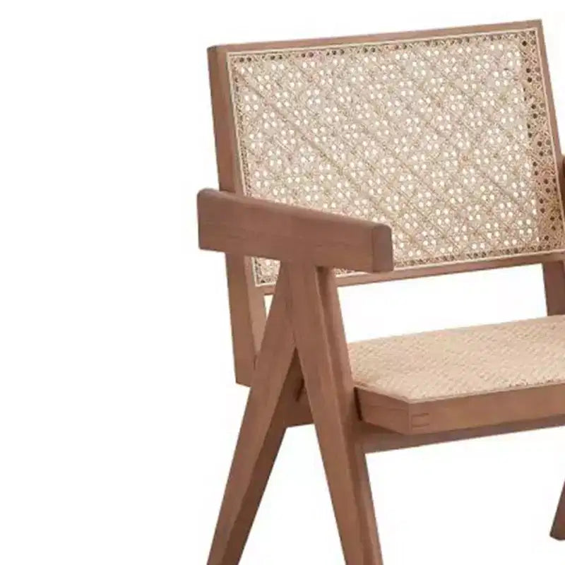 Fauteuil d'appoint en rotin 61 cm, finition naturelle, revêtement en cuir capitonné, cadre en bois composite