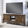 Meuble TV et console de 75 po, fini chêne antique, portes vitrées avec éclairage tactile