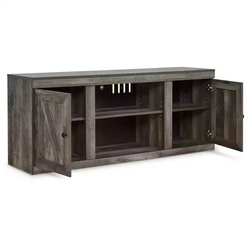 Meuble TV rustique de 152 cm pour téléviseurs jusqu'à 65 po, marron/beige avec gestion des câbles