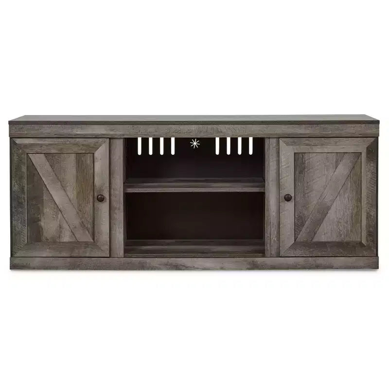Meuble TV rustique de 152 cm pour téléviseurs jusqu'à 65 po, marron/beige avec gestion des câbles