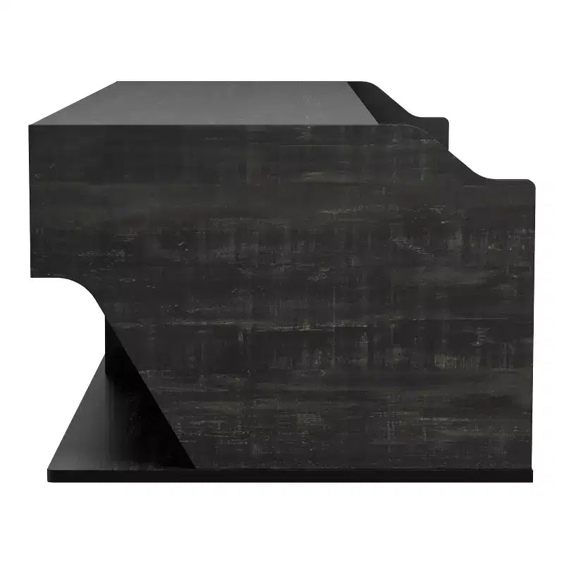 Table basse à plateau relevable de 44 po avec rangement, fini chêne noir recyclé