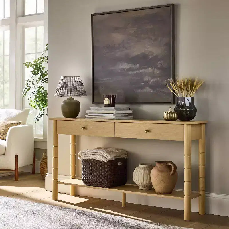 Console moderne en bois de 152,4 cm avec tiroir, marron