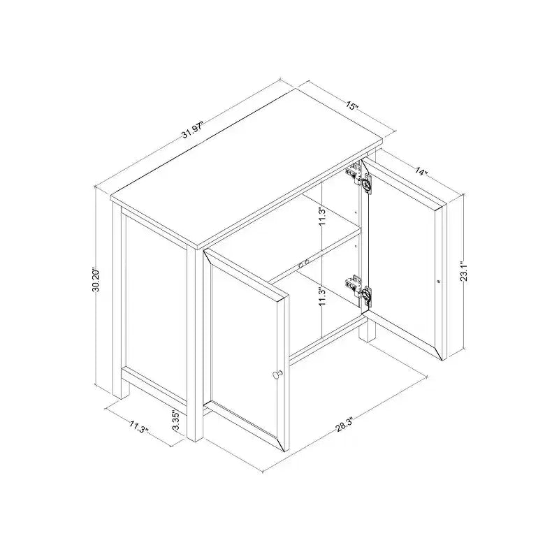 Meuble de rangement polyvalent traditionnel, blanc classique, 81 cm (L) x 76 cm (H) x 38 cm (P)