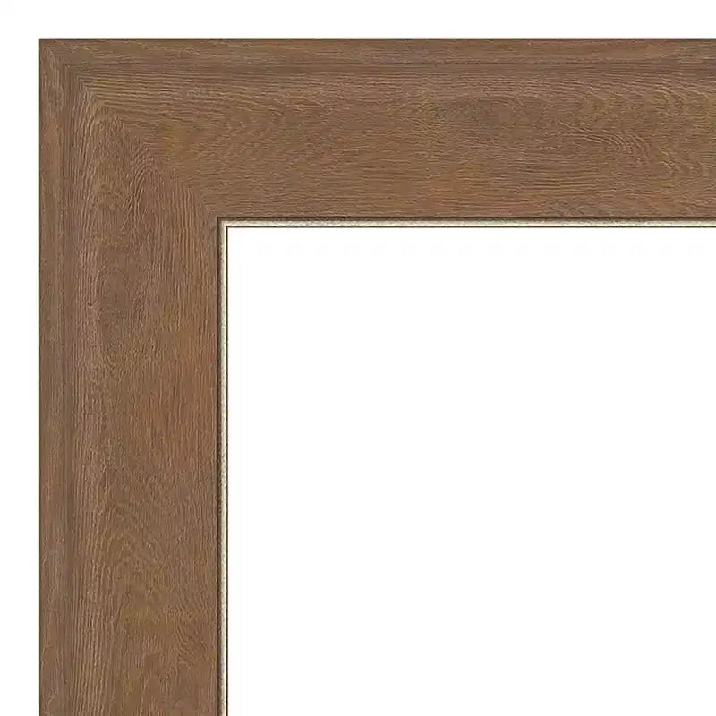 Miroir mural de salle de bain sans biseau, cadre aspect bois brun moyen, 22,5" x 28,5"