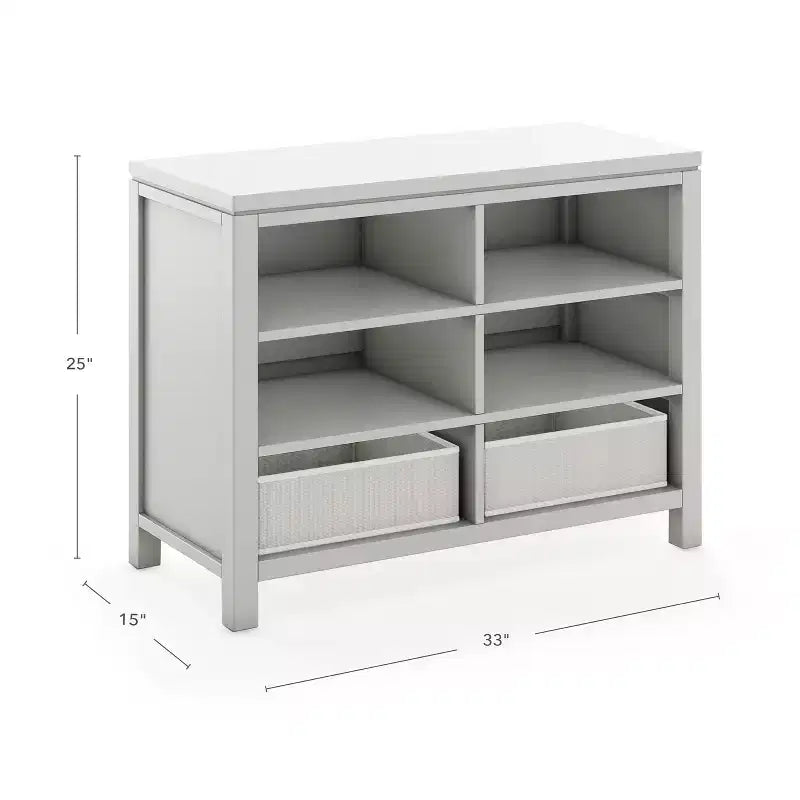 Meuble de rangement double ouvert pour enfants : organisateur de fournitures d'art et d'artisanat en bois pour enfants avec bacs de rangement en tissu
