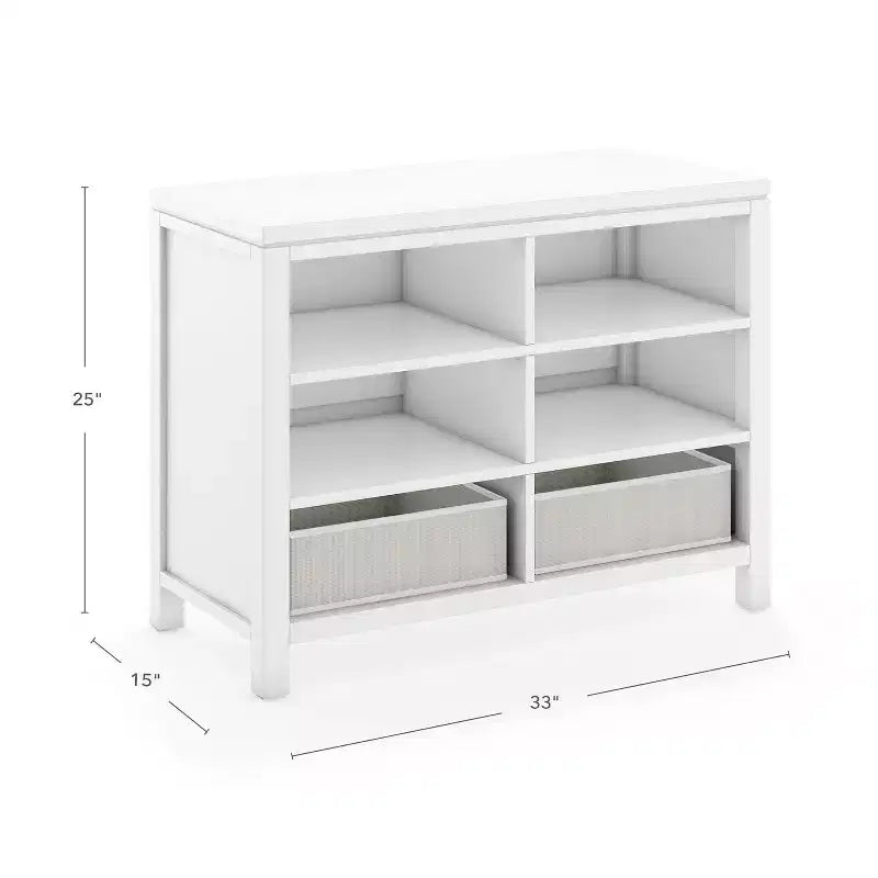 Meuble de rangement double ouvert pour enfants : organisateur de fournitures d'art et d'artisanat en bois pour enfants avec bacs de rangement en tissu