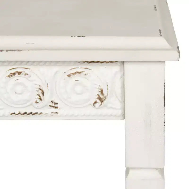 Table à thé carrée en bois 30,5 x 30,5 x 76 cm, blanche, style fermier avec étagère de présentation