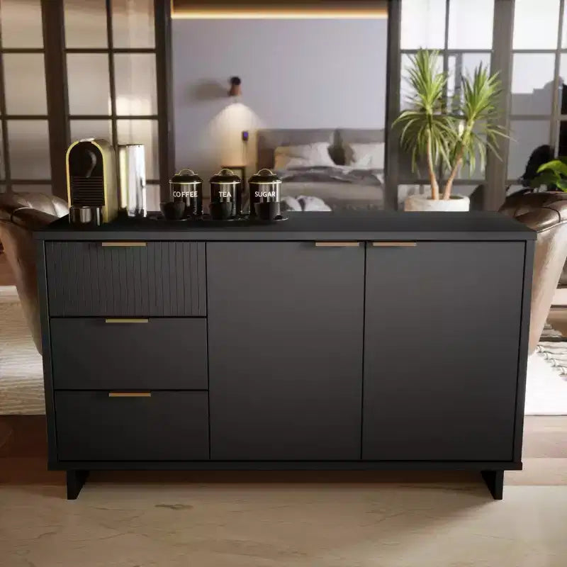 Meuble de rangement moderne de 140 cm avec 3 tiroirs