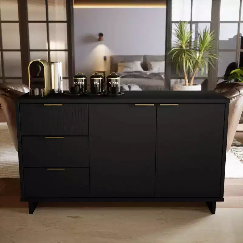 Meuble de rangement moderne de 140 cm avec 3 tiroirs