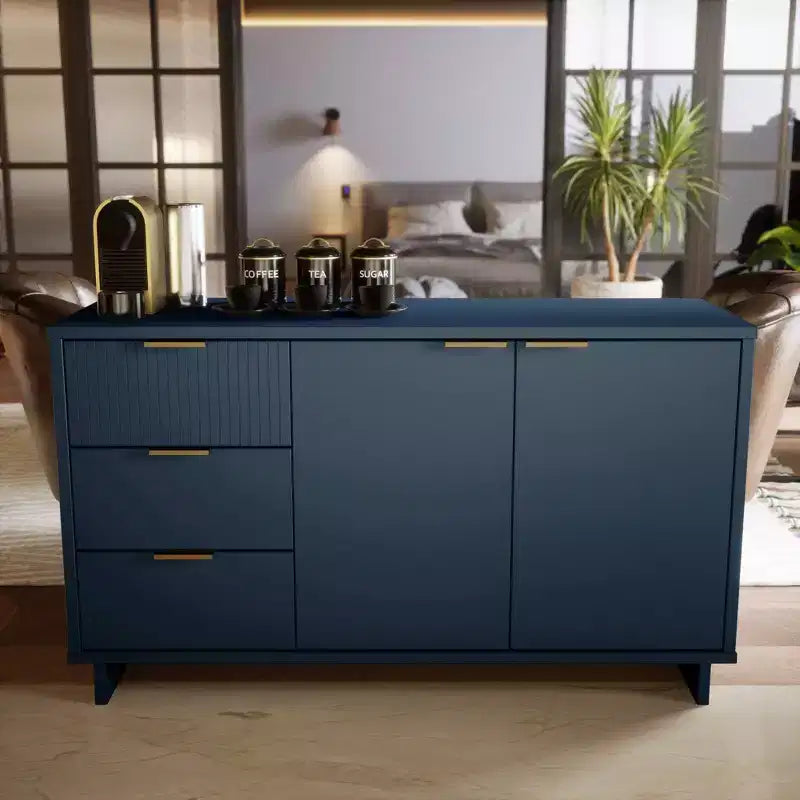 Meuble de rangement moderne de 140 cm avec 3 tiroirs