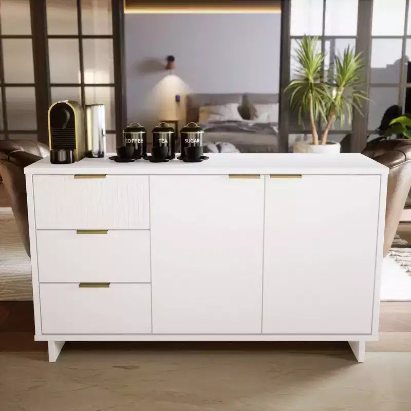 Meuble de rangement moderne de 140 cm avec 3 tiroirs