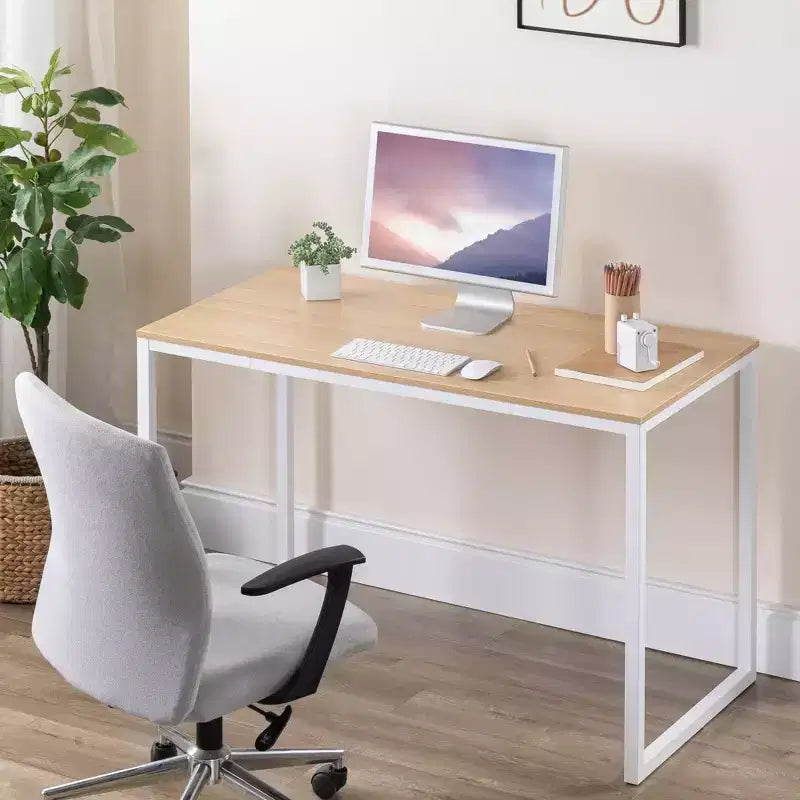 Bureau en métal de 119 cm, surface en MDF, capacité de 45 kg