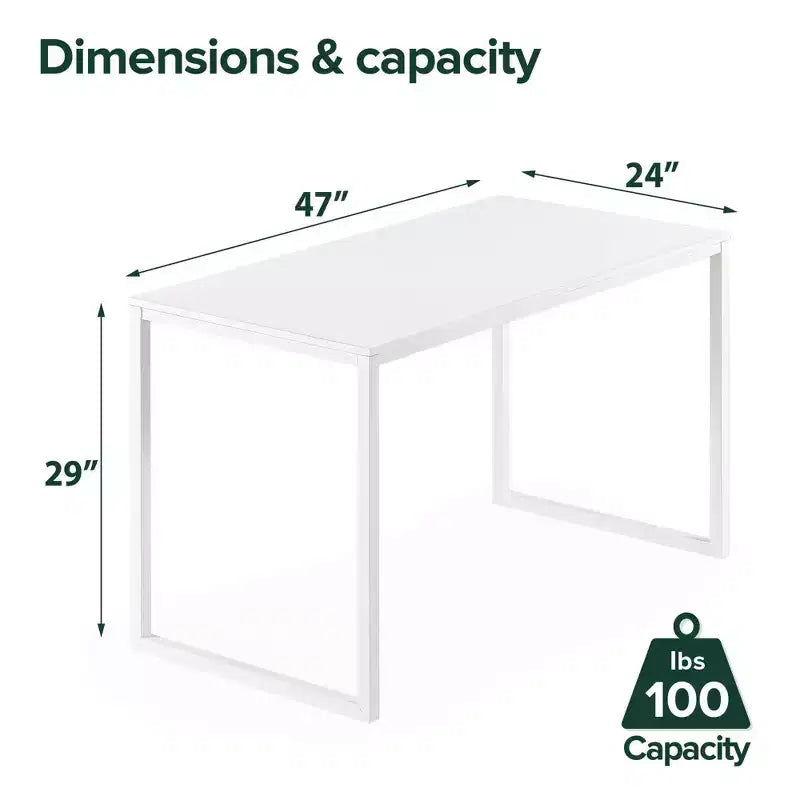 Bureau en métal de 119 cm, surface en MDF, capacité de 45 kg