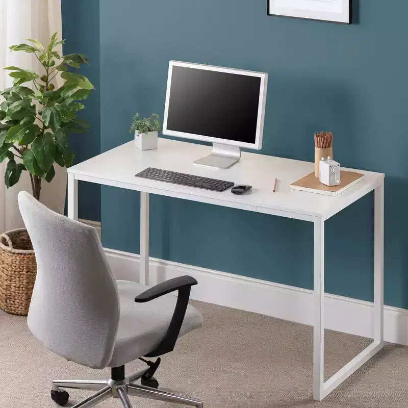 Bureau en métal de 119 cm, surface en MDF, capacité de 45 kg