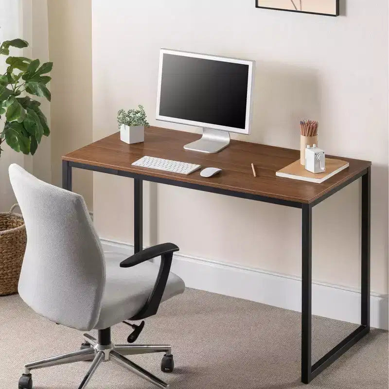 Bureau en métal de 119 cm, surface en MDF, capacité de 45 kg