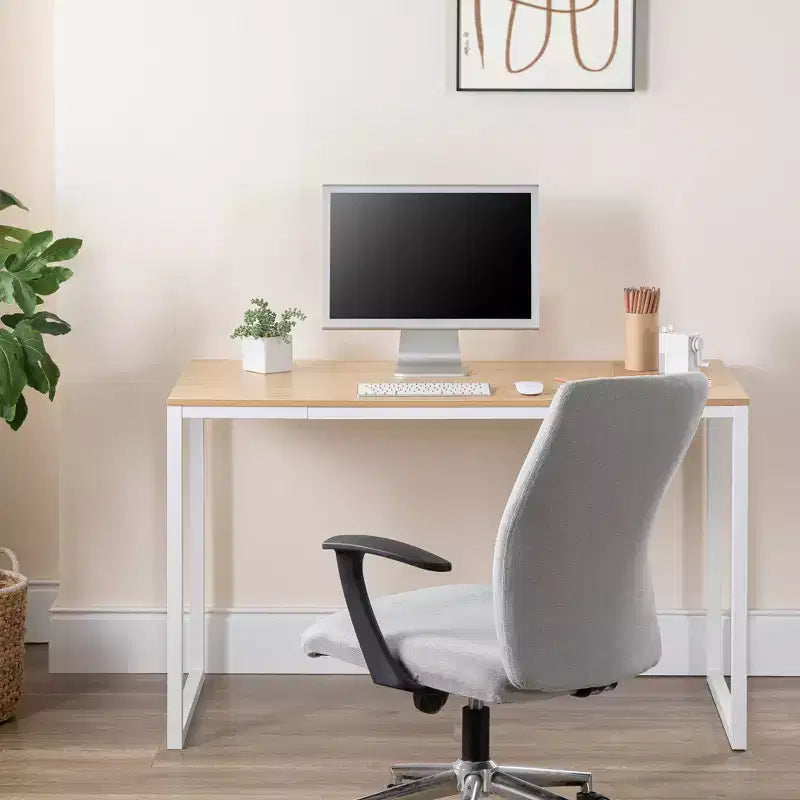 Bureau en métal de 119 cm, surface en MDF, capacité de 45 kg