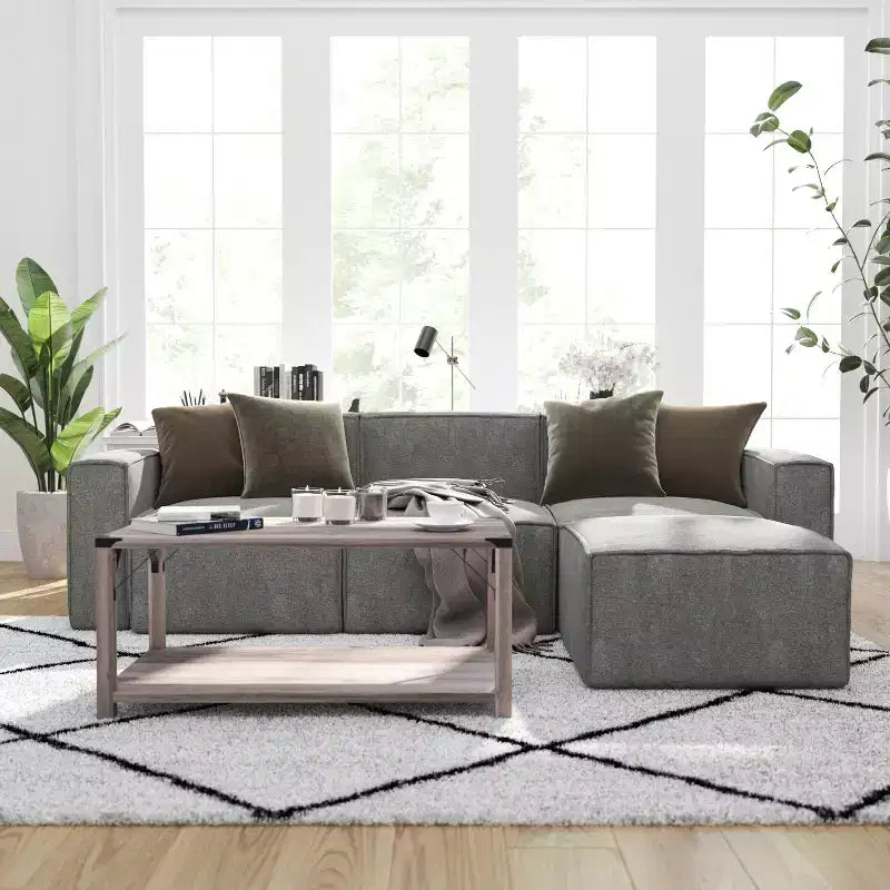 Fauteuil d'angle modulaire avec accoudoir, sectionnel contemporain