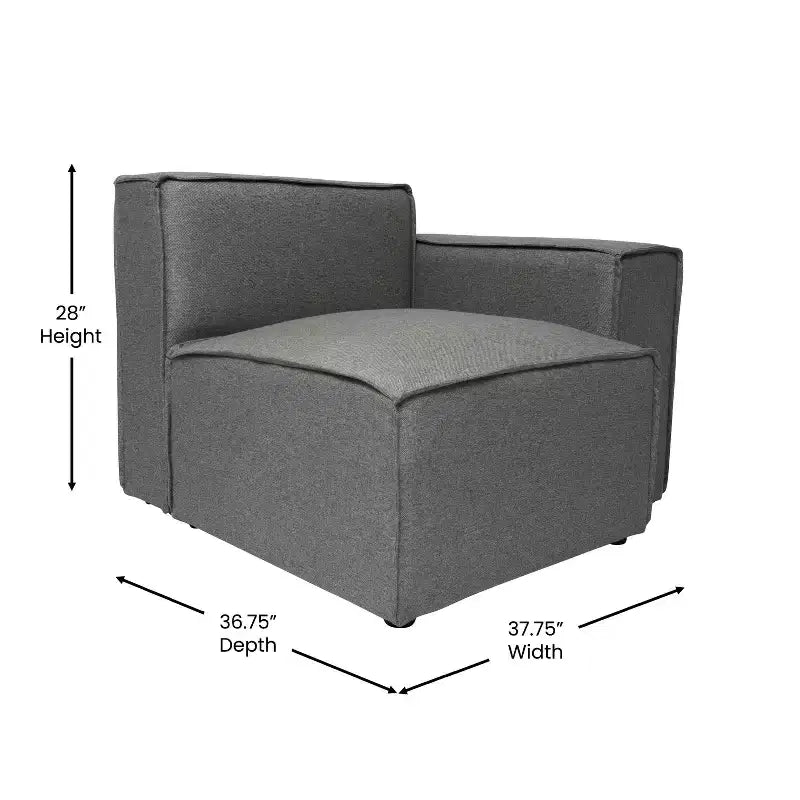 Fauteuil d'angle modulaire avec accoudoir, sectionnel contemporain