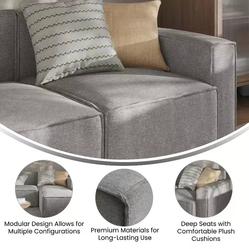 Fauteuil d'angle modulaire avec accoudoir, sectionnel contemporain