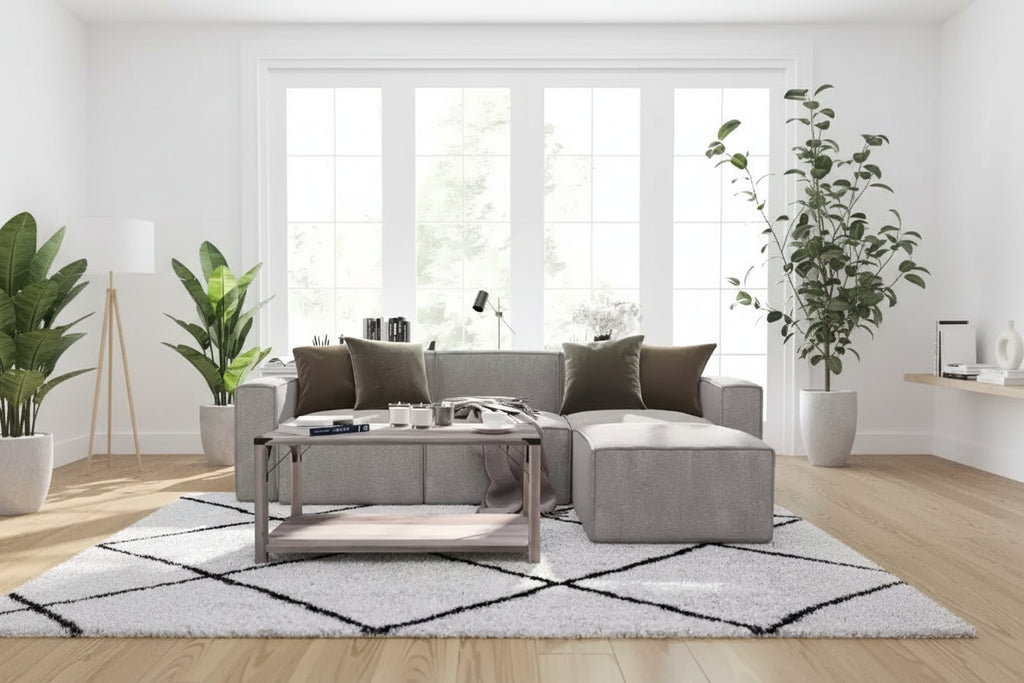 Fauteuil d'angle modulaire avec accoudoir, sectionnel contemporain