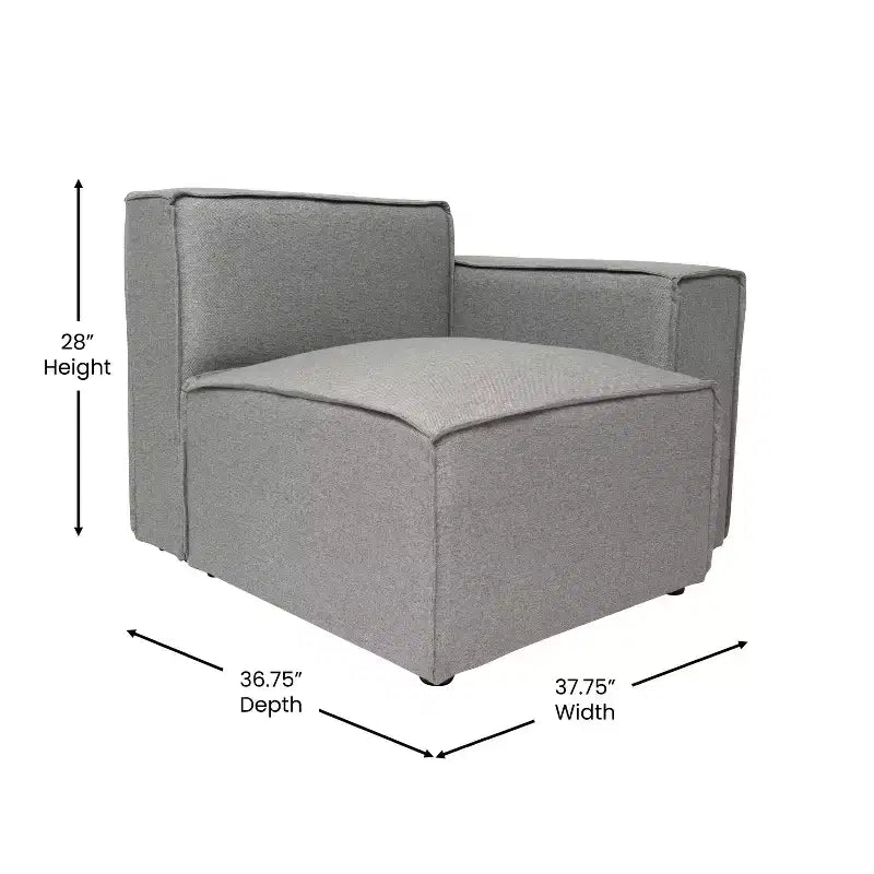 Fauteuil d'angle modulaire avec accoudoir, sectionnel contemporain