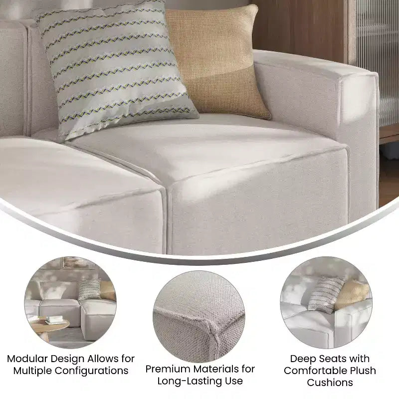 Fauteuil d'angle modulaire avec accoudoir, sectionnel contemporain