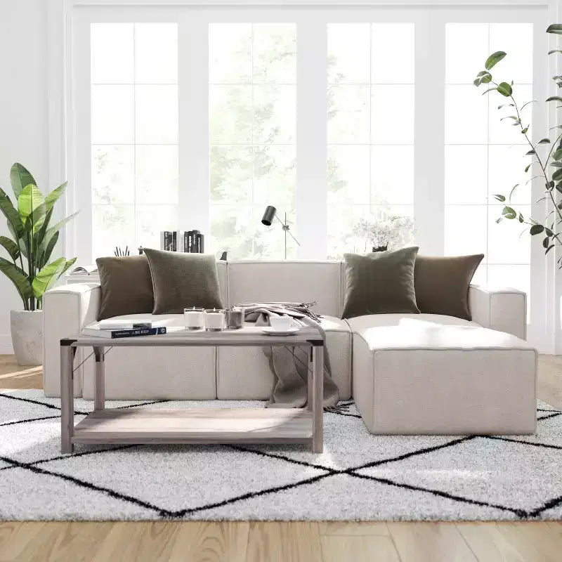 Fauteuil d'angle modulaire avec accoudoir, sectionnel contemporain