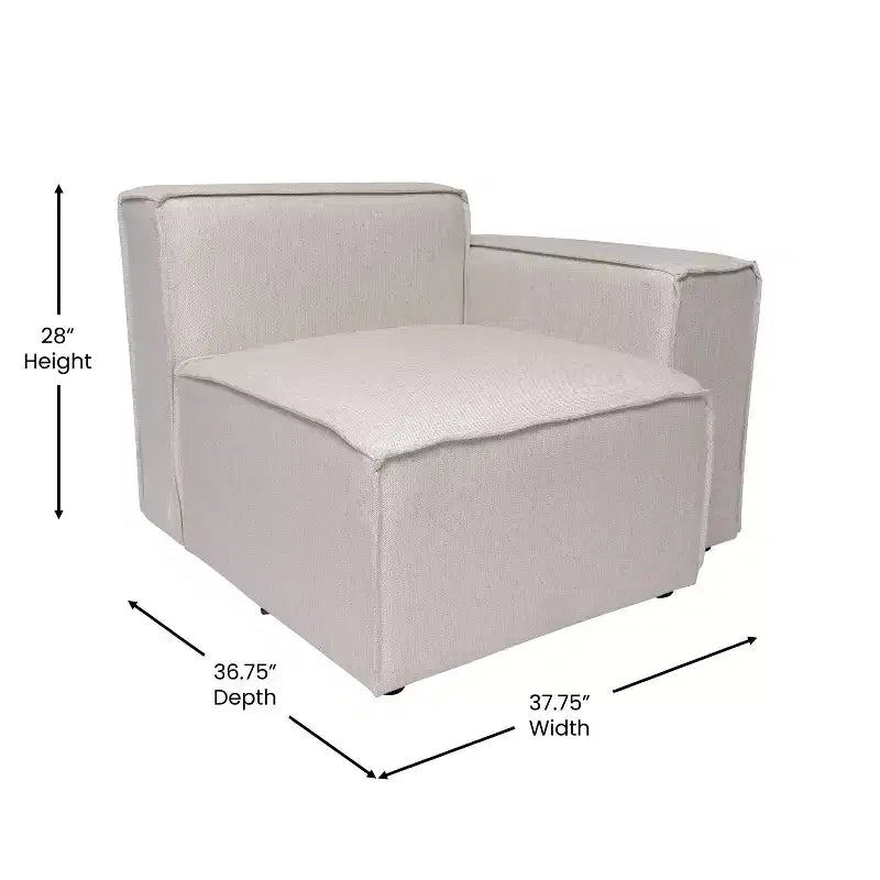 Fauteuil d'angle modulaire avec accoudoir, sectionnel contemporain