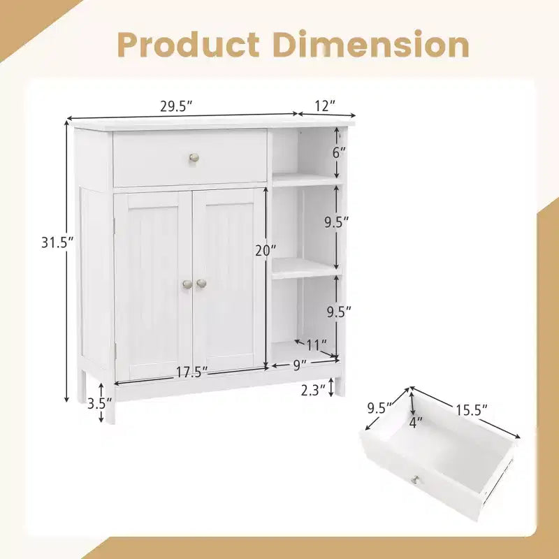 Meuble bas de salle de bain autoportant, placard de cuisine de rangement avec tiroir