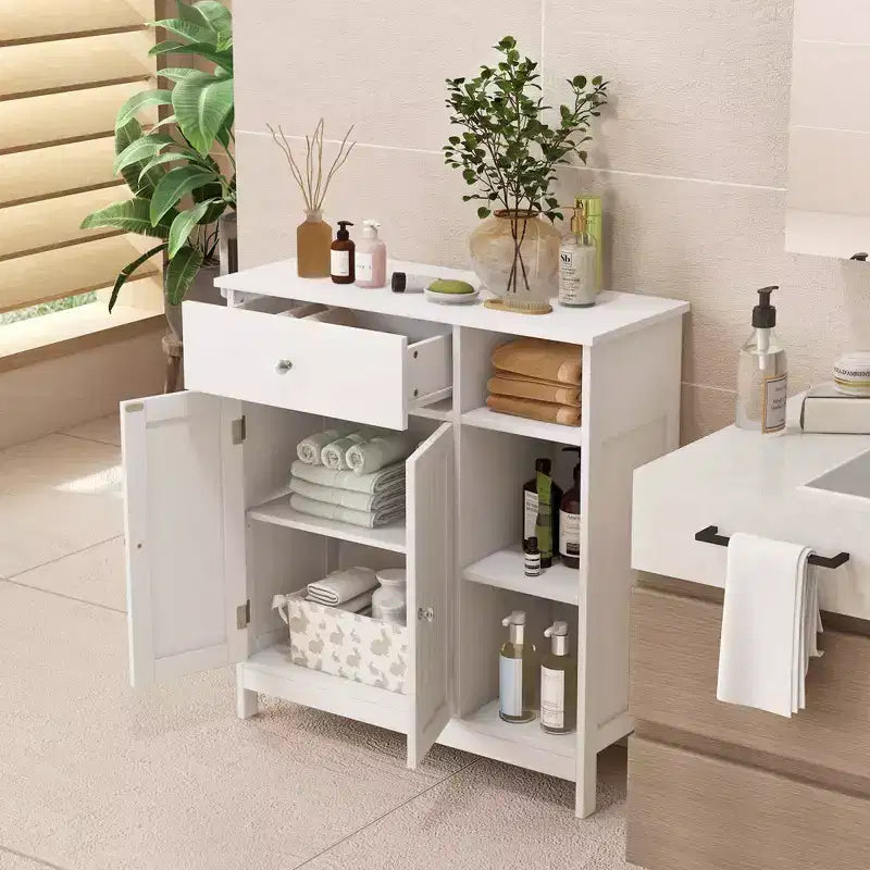 Meuble bas de salle de bain autoportant, placard de cuisine de rangement avec tiroir