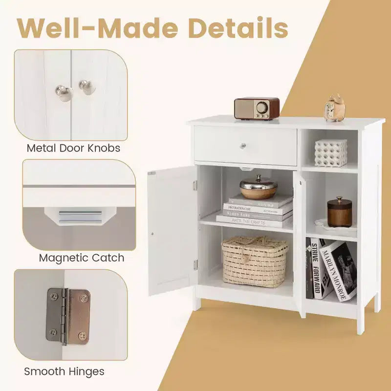 Meuble bas de salle de bain autoportant, placard de cuisine de rangement avec tiroir