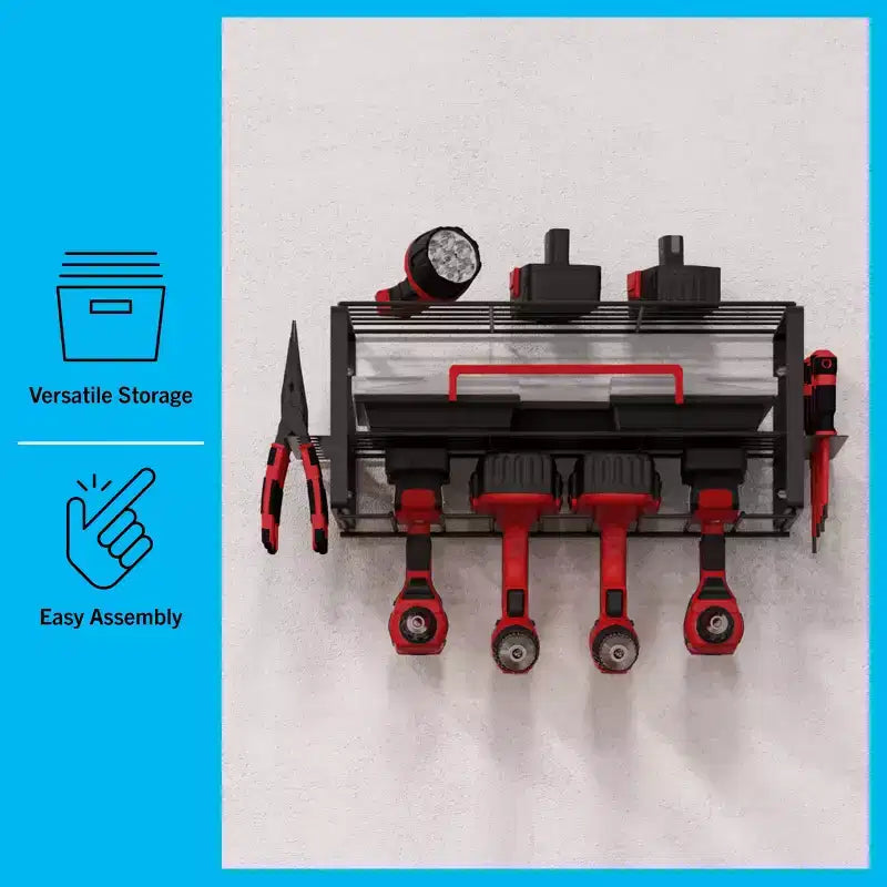 Étagère murale de rangement 3 niveaux pour outils électriques, acier