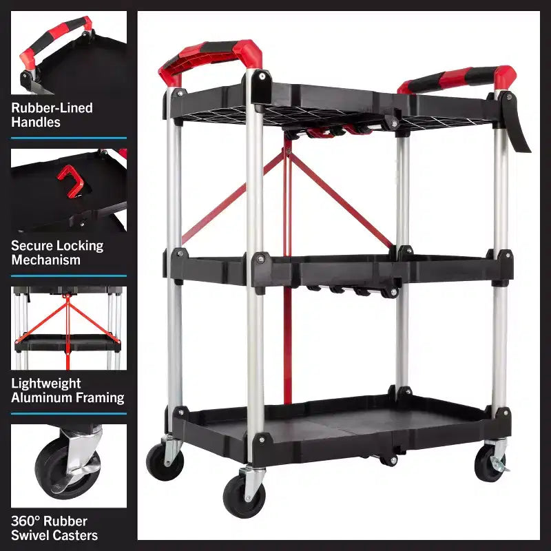 Chariot pliant avec une capacité de 22,7 kg par étagère