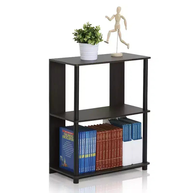 Étagère d'angle ouverte à 3 niveaux, pour salon et bureau, couleur noyer