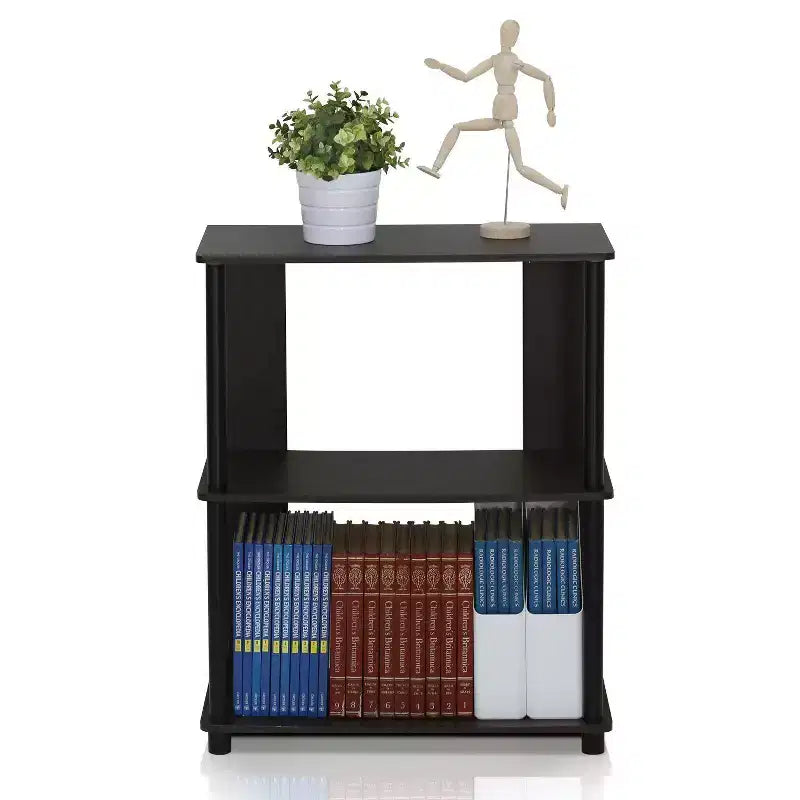 Étagère d'angle ouverte à 3 niveaux, pour salon et bureau, couleur noyer
