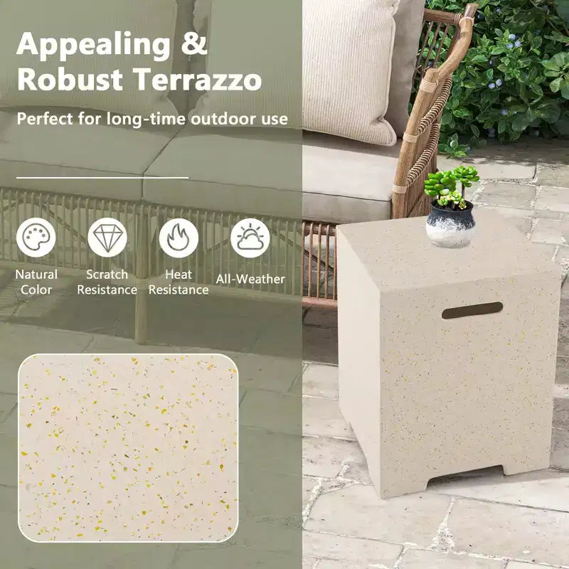 Table cache-bouteille de propane Terrazzo 16" avec housse de protection, capacité 220 lb