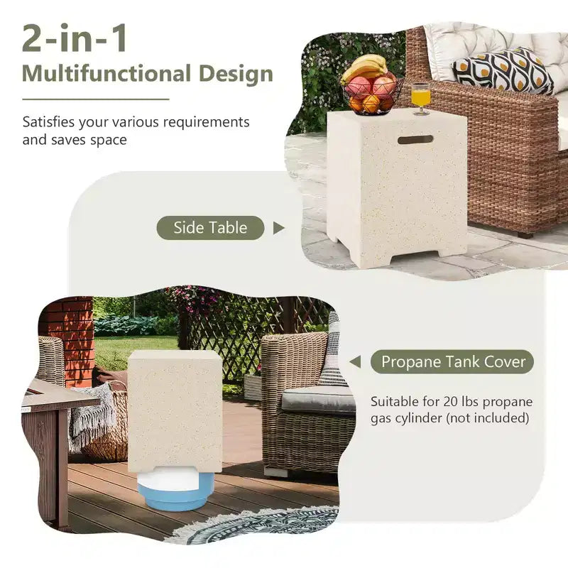 Table cache-bouteille de propane Terrazzo 16" avec housse de protection, capacité 220 lb