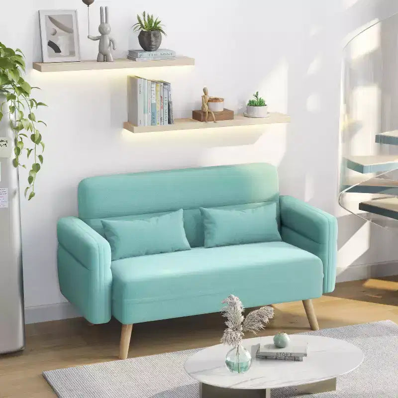 Canapé 2 places en tissu de 117 cm avec coussin lombaire pour bureau, chambre à coucher