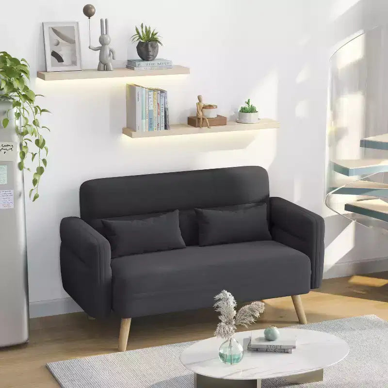Canapé 2 places en tissu de 117 cm avec coussin lombaire pour bureau, chambre à coucher