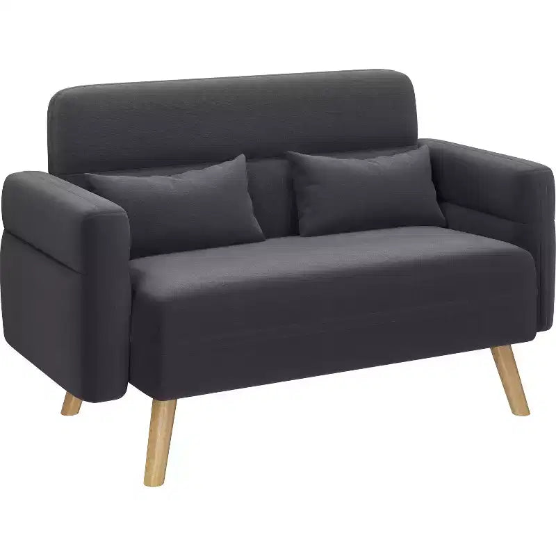 Canapé 2 places en tissu de 117 cm avec coussin lombaire pour bureau, chambre à coucher