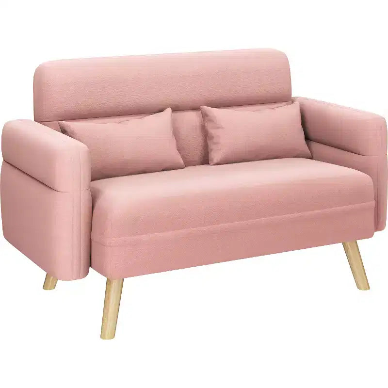 Canapé 2 places en tissu de 117 cm avec coussin lombaire pour bureau, chambre à coucher
