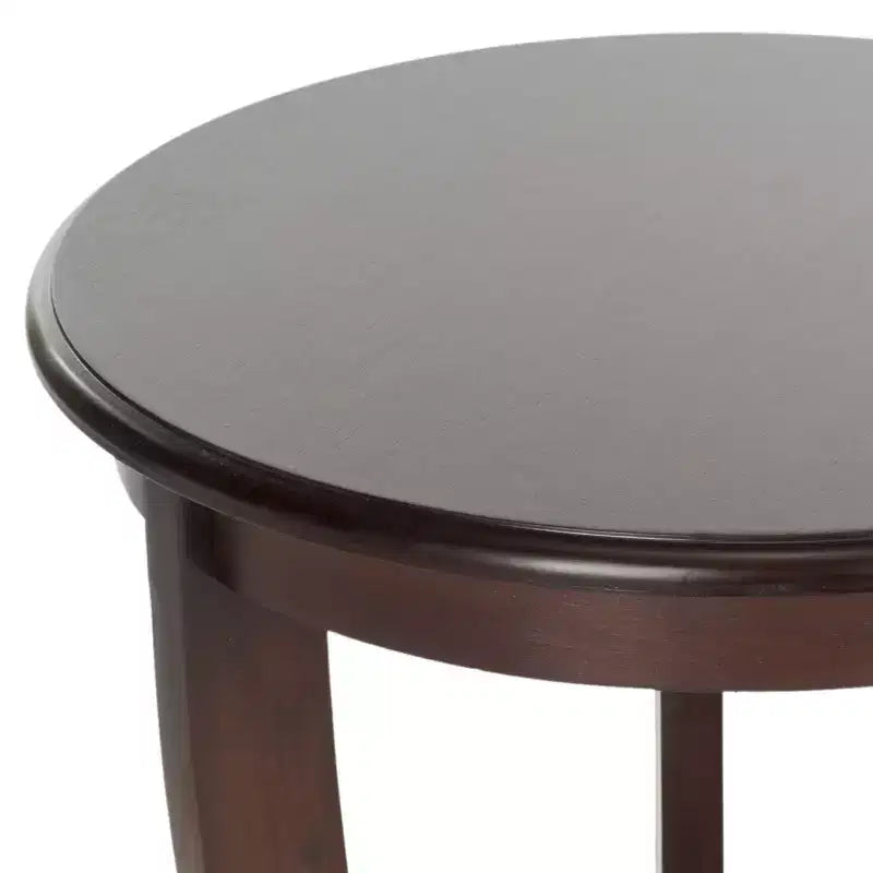 Table d'appoint ronde sur pied avec étagère inférieure, pin gris vintage, style traditionnel